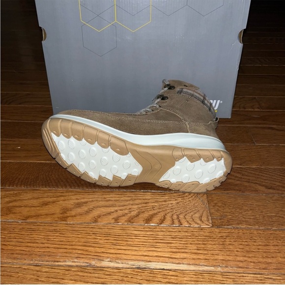 Khombu Sterling Faux Shearling Lined Boots Brown Leather Women’s 11 Plaid Trim - Picture 6 of 8